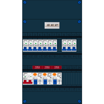 Schotman Elektro B.V. - SEP FS63A, 1xHoofdschakelaar, 3xAardlekschakelaar-Type B, 10xInstallatieautomaat, 1 Fase
