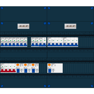 Schotman Elektro B.V. - SEP FS63A, 1xHoofdschakelaar, 3xAardlekschakelaar, 9xInstallatieautomaat, 2xkracht installatieautomaat, 1xFornuisgroep, 3 Fase
