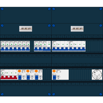 Schotman Elektro B.V. - SEP FS63A, 1xHoofdschakelaar, 3xAardlekschakelaar, 9xInstallatieautomaat, 2xkracht installatieautomaat, 1xFornuisgroep, 1xContactdoos, 3 Fase