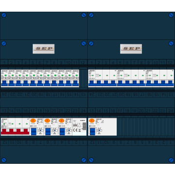 Schotman Elektro B.V. - SEP FS63A, 1xHoofdschakelaar, 3xAardlekschakelaar, 11xInstallatieautomaat, 3xkracht installatieautomaat, 1xBeltrafo, 3 Fase
