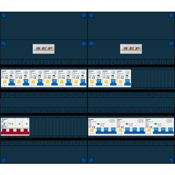 Schotman Elektro B.V. - SEP FS63A, 1xHoofdschakelaar, 9xAardlekautomaat, 3xKracht aardlekautomaat, 3 Fase