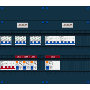 Schotman Elektro B.V. - SEP FS63A, 1xHoofdschakelaar, 4xAardlekschakelaar-Type B, 9xInstallatieautomaat, 2xKrachtgroep, 3 Fase