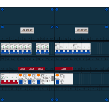 Schotman Elektro B.V. - SEP FS63A, 1xHoofdschakelaar, 4xAardlekschakelaar-Type B, 10xInstallatieautomaat, 2xKrachtgroep, 1xBeltrafo, 3 Fase