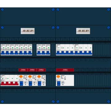 Schotman Elektro B.V. - SEP FS63A, 1xHoofdschakelaar, 4xAardlekschakelaar-Type B, 10xInstallatieautomaat, 2xKrachtgroep, 3 Fase