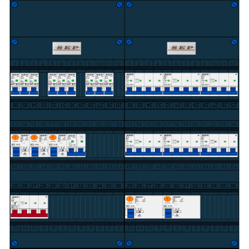 Schotman Elektro B.V. - SEP FS63A, 1xHoofdschakelaar, 5xAardlekschakelaar, 9xInstallatieautomaat, 6xkracht installatieautomaat, 1xFornuisgroep, 3 Fase