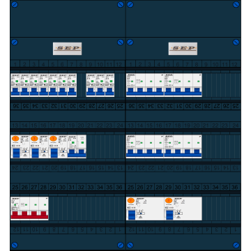 Schotman Elektro B.V. - SEP FS63A, 1xHoofdschakelaar, 5xAardlekschakelaar, 10xInstallatieautomaat, 4xkracht installatieautomaat, 1xFornuisgroep, 3 Fase