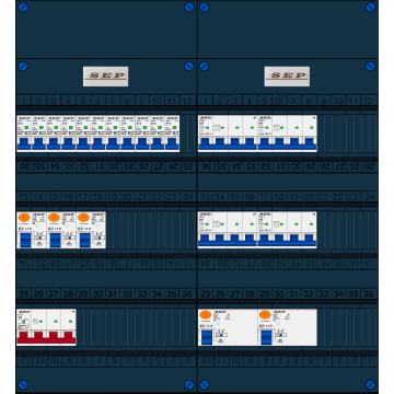 Schotman Elektro B.V. - SEP FS63A, 1xHoofdschakelaar, 5xAardlekschakelaar, 11xInstallatieautomaat, 4xkracht installatieautomaat, 3 Fase