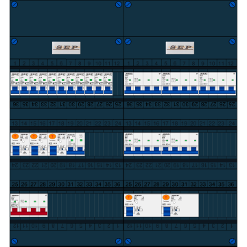 Schotman Elektro B.V. - SEP FS63A, 1xHoofdschakelaar, 5xAardlekschakelaar, 11xInstallatieautomaat, 5xkracht installatieautomaat, 1xFornuisgroep, 3 Fase