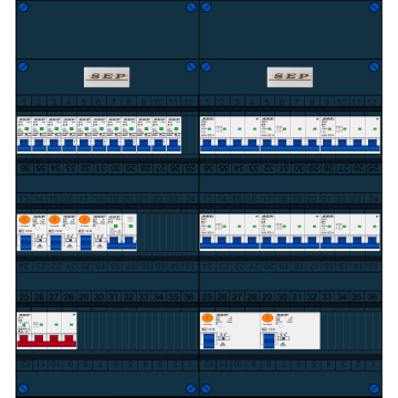 Schotman Elektro B.V. - SEP FS63A, 1xHoofdschakelaar, 5xAardlekschakelaar, 11xInstallatieautomaat, 6xkracht installatieautomaat, 1xFornuisgroep, 3 Fase