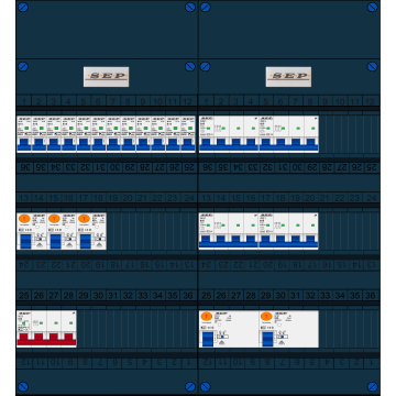 Schotman Elektro B.V. - SEP FS63A, 1xHoofdschakelaar, 5xAardlekschakelaar, 12xInstallatieautomaat, 4xkracht installatieautomaat, 3 Fase
