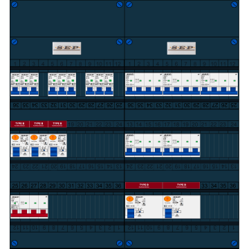 Schotman Elektro B.V. - SEP FS63A, 1xHoofdschakelaar, 5xAardlekschakelaar-Type B, 9xInstallatieautomaat, 5xKrachtgroep, 3 Fase