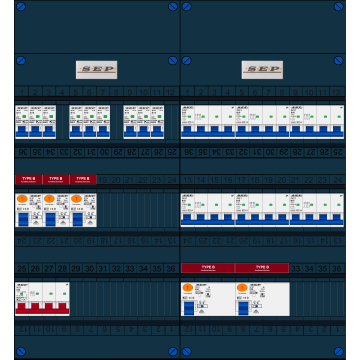 Schotman Elektro B.V. - SEP FS63A, 1xHoofdschakelaar, 5xAardlekschakelaar-Type B, 9xInstallatieautomaat, 6xKrachtgroep, 3 Fase