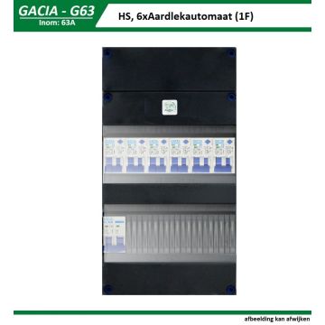 GACIA G63-20600 groepenkast, 6xAardlekautomaat, 63A