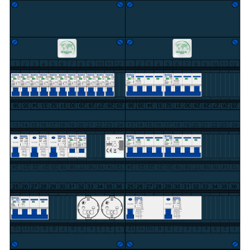 Schotman Elektro B.V. – GACIA GACK –3x ALS 2p, 2x ALS 4p, 11x INS, 4x INS 4p, kookgroep, beltrafo, 2x contactdoos