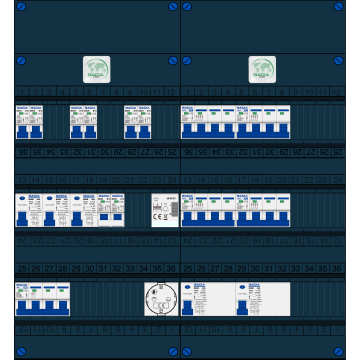 Schotman Elektro B.V. – GACIA GACK –3x ALS 2p, 2x ALS 4p, 6x INS, 4x INS 4p, kookgroep, beltrafo, 1x contactdoos