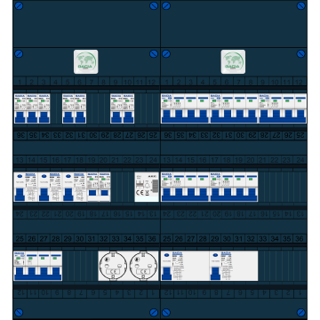 Schotman Elektro B.V. – GACIA GACK –3x ALS 2p, 2x ALS 4p, 7x INS, 5x INS 4p, kookgroep, beltrafo, 2x contactdoos