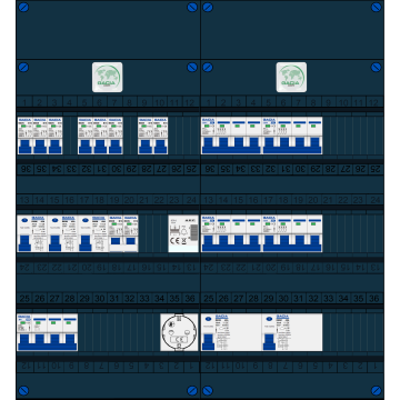 Schotman Elektro B.V. – GACIA GACK –3x ALS 2p, 2x ALS 4p, 8x INS, 4x INS 4p, kookgroep, beltrafo, 1x contactdoos