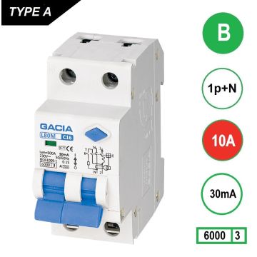 GACIA L80M aardlekautomaat 1p+n B10 30mA 