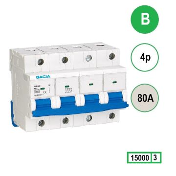 GACIA N8GH installatieautomaat 4 polig, karakteristiek B, 80A, 15kA