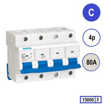 GACIA N8GH installatieautomaat 4 polig, karakteristiek C, 80A, 15kA