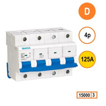 GACIA N8GH installatieautomaat 4 polig, karakteristiek D, 125A, 15kA