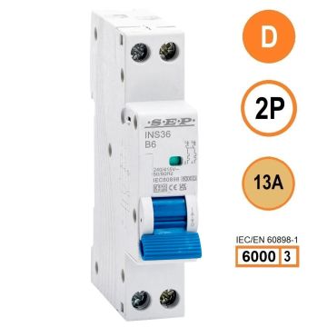 SEP INS36-2D13, installatieautomaat 2p D13 6kA, 18mm, 1 modulen
