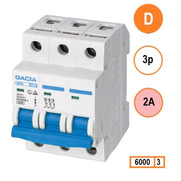 Schotman Elektro - GACIA SB6L installatieautomaat D 3 polig 2A 6kA