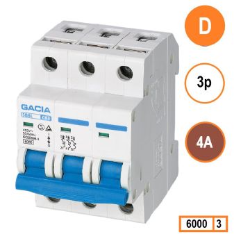 Schotman Elektro - GACIA SB6L installatieautomaat D 3 polig 4A 6kA