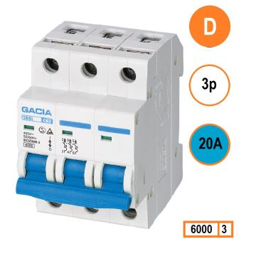 Schotman Elektro - GACIA SB6L installatieautomaat D 3 polig 20A 6kA