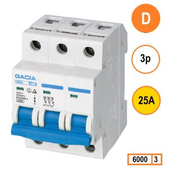 Schotman Elektro - GACIA SB6L installatieautomaat D 3 polig 25A 6kA
