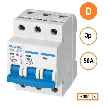 Schotman Elektro - GACIA SB6L installatieautomaat D 3 polig 50A 6kA