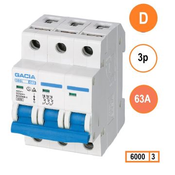Schotman Elektro - GACIA SB6L installatieautomaat D 3 polig 63A 6kA