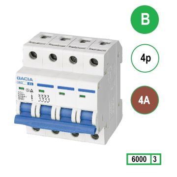Schotman Elektro - GACIA SB6L installatieautomaat B 4 polig 4A 6kA