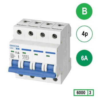 Schotman Elektro - GACIA SB6L installatieautomaat B 4 polig 6A 6kA