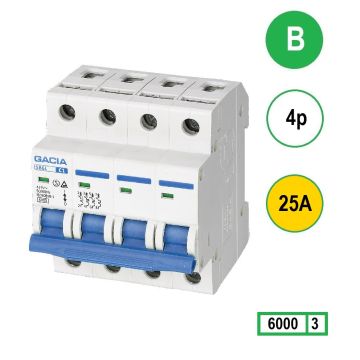 Schotman Elektro - GACIA SB6L installatieautomaat B 4 polig 25A 6kA