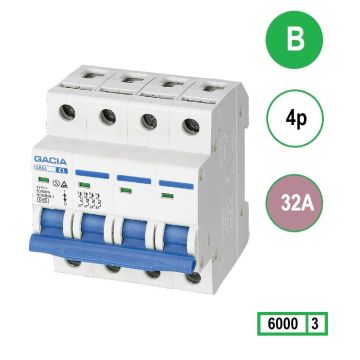 Schotman Elektro - GACIA SB6L installatieautomaat B 4 polig 32A 6kA