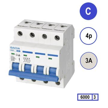 Schotman Elektro - GACIA SB6L installatieautomaat C 4 polig 3A 6kA