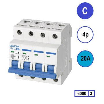 Schotman Elektro - GACIA SB6L installatieautomaat C 4 polig 20A 6kA