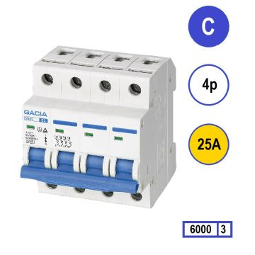 Schotman Elektro - GACIA SB6L installatieautomaat C 4 polig 25A 6kA