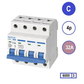 Schotman Elektro - GACIA SB6L installatieautomaat C 4 polig 32A 6kA