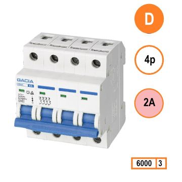 Schotman Elektro - GACIA SB6L installatieautomaat D 4 polig 2A 6kA