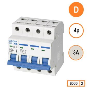 Schotman Elektro - GACIA SB6L installatieautomaat D 4 polig 3A 6kA