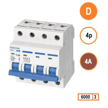 Schotman Elektro - GACIA SB6L installatieautomaat D 4 polig 4A 6kA