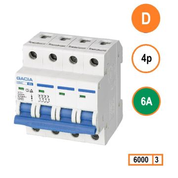 Schotman Elektro - GACIA SB6L installatieautomaat D 4 polig 6A 6kA