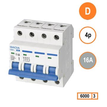 Schotman Elektro - GACIA SB6L installatieautomaat D 4 polig 16A 6kA