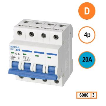 Schotman Elektro - GACIA SB6L installatieautomaat D 4 polig 20A 6kA