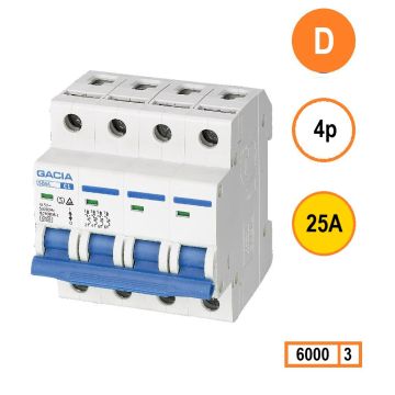 Schotman Elektro - GACIA SB6L installatieautomaat D 4 polig 25A 6kA
