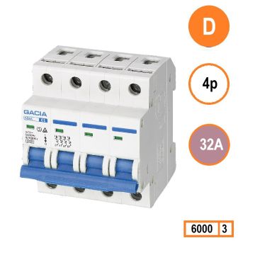 Schotman Elektro - GACIA SB6L installatieautomaat D 4 polig 32A 6kA