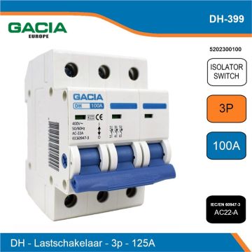 GACIA Basic DH lastschakelaar 3-polig 100A AC22-A DIN-rail schakelaar