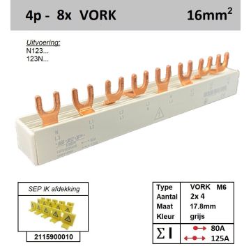 Schotman Elektro - SEP 16F04008G06 aansluitrail 16mm2 80A 125A